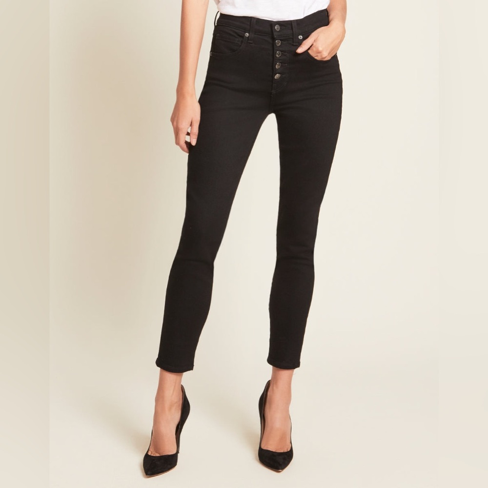 Veronica Beard Debbie Onyx Skinny Jean Black Ankle-Crop Jean, size 24/00